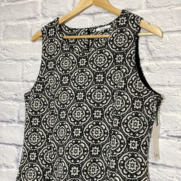 DEX Grey and Black Medallion Jacquard Sleeveless Fit and Flare Dress Size Large - Picture 3 of 10